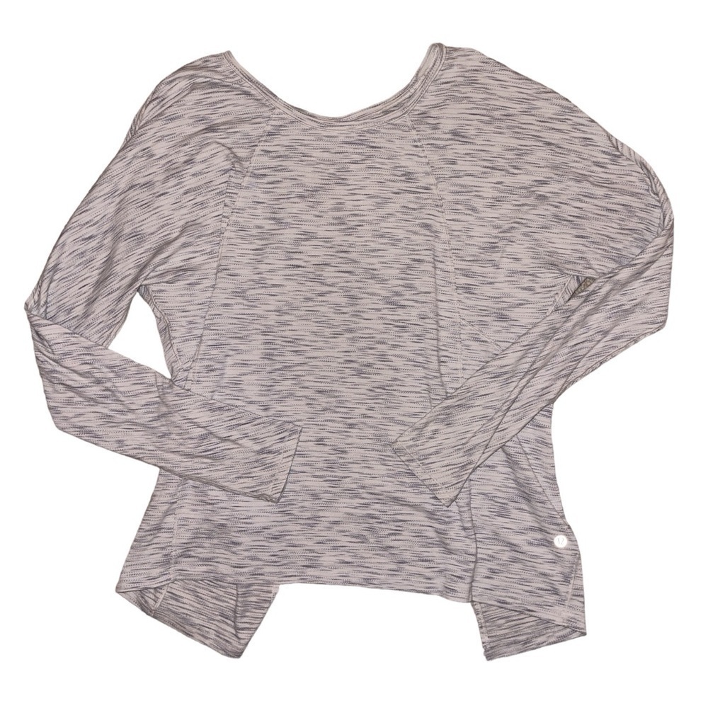 Lululemon Athletica white grey space dye open back long sleeve top women’s 6